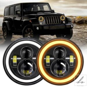 1/2個 7インチ 車 バイク LED ヘッドライト ロービーム/ハイビーム/DRL/ウィンカー付き 7インチ ラウンドヘッドライト 6000K 140W ジープ用交換品 部品 カス