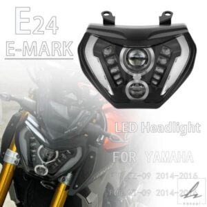 ヤマハ MT-09 MT09 FZ-09 FZ09 2014 2015 2016 E24 Eマーク オートバイ用 LED ヘッドライト ヘッドランプ DRL付き 部品 カスタムパーツ アクセサリー