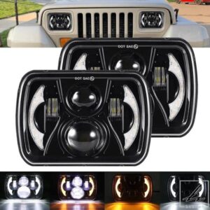 1/2個 4インチX6インチ 5インチX7インチ 防水 LED ヘッドライト ハイ/ロービーム ホワイト DRL アンバー ウィンカー 車 トラック SUV コンバージョン オフロ