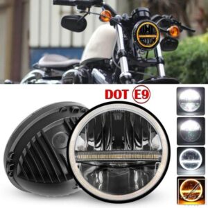 UNISHINE ラウンド 7インチ LED ヘッドライト 12V 24V E9 DOT ハイ/ロー ヘッドランプ ホワイト イエロー コンボビーム DRL カーアクセサリー LADA NIVA 4X4