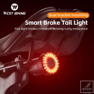 WEST BIKING 自転車テールライト スマートセンサー MTB ロードバイク リアライト IPX6 防水 TYPE-C充電 テールライト サイクリングアクセサリー 部品 カスタ