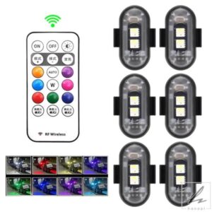 車 バイク RGB LED ストロボライト 8色 LEDフラッシュポジションワイヤレスライト 航空機 飛行機 ヘリコプター ハザード灯 部品 カスタムパーツ