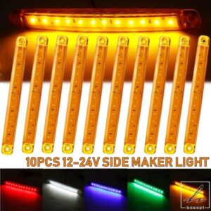 12-24V 12LED サイドマーカーインジケーターライト フロントリアLEDインジケーターウィンカーランプ 車 トラック トレーラー 大型トラック バス 1/2/6/10/20