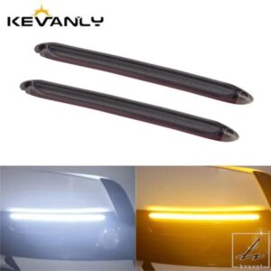 2個 車用デイタイムランニングライト LEDストリップ シーケンシャルウィンカー イエローフローデイライト 12V 汎用 部品 カスタムパーツ アクセサリー