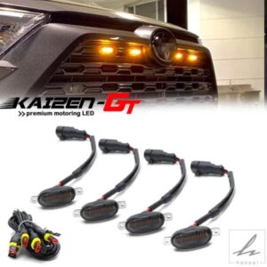 汎用スモークレンズアンバー/ホワイトLED車フロントグリルクリアランスマーカーライトアセンブリトラックSUV用配線ハーネスキット付き 部品 カスタムパーツ