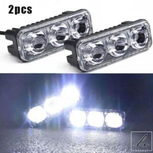 2個 車用 3LED スーパーホワイト ハイパワー ワークライト 6000K~7000K DRL デイタイムランニングライト 汎用 LED フォグランプ カーアクセサリー 部品 カス